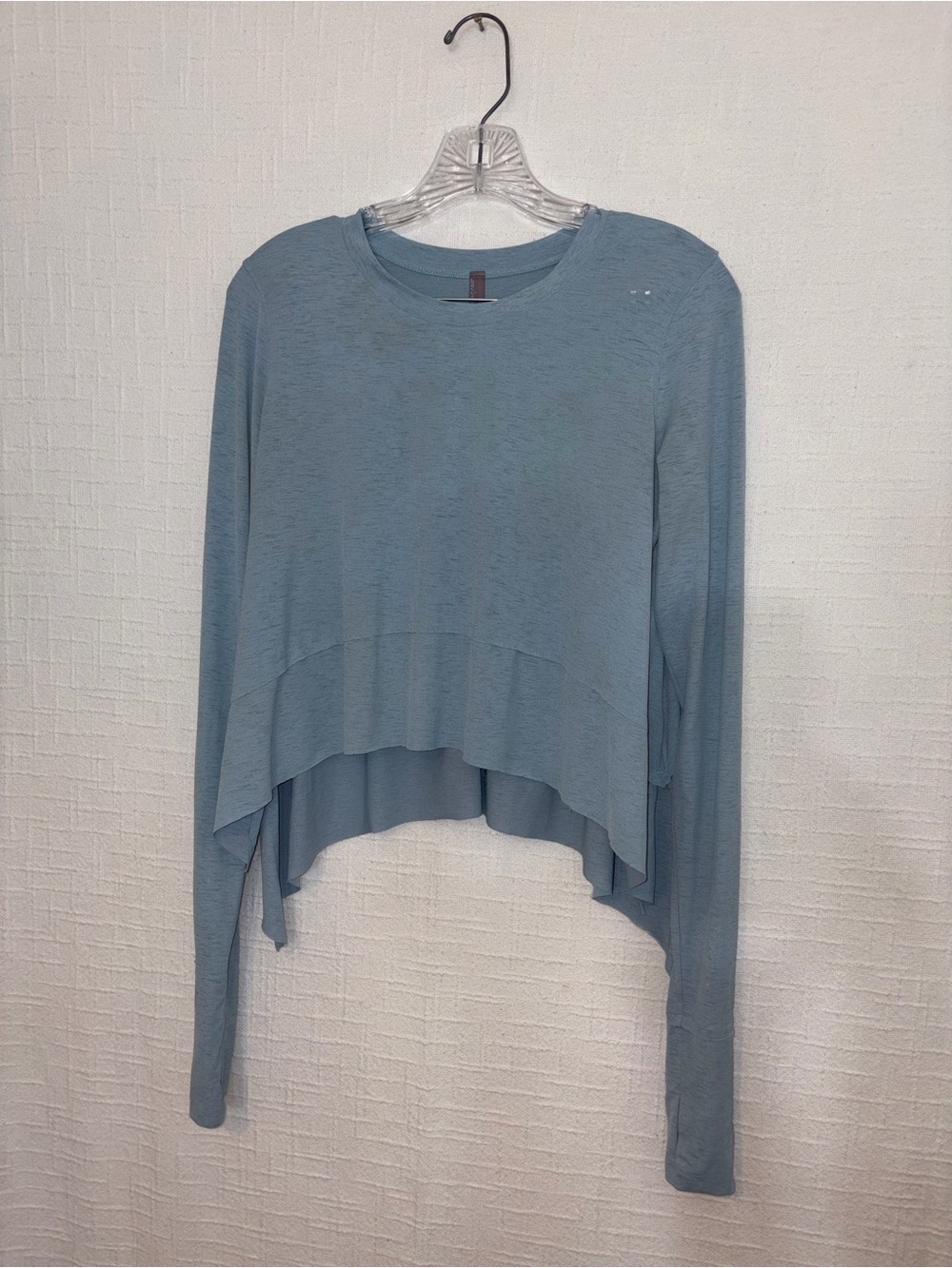 Free People Layered High-Low Long Sleeve Top in Dusty Blue
